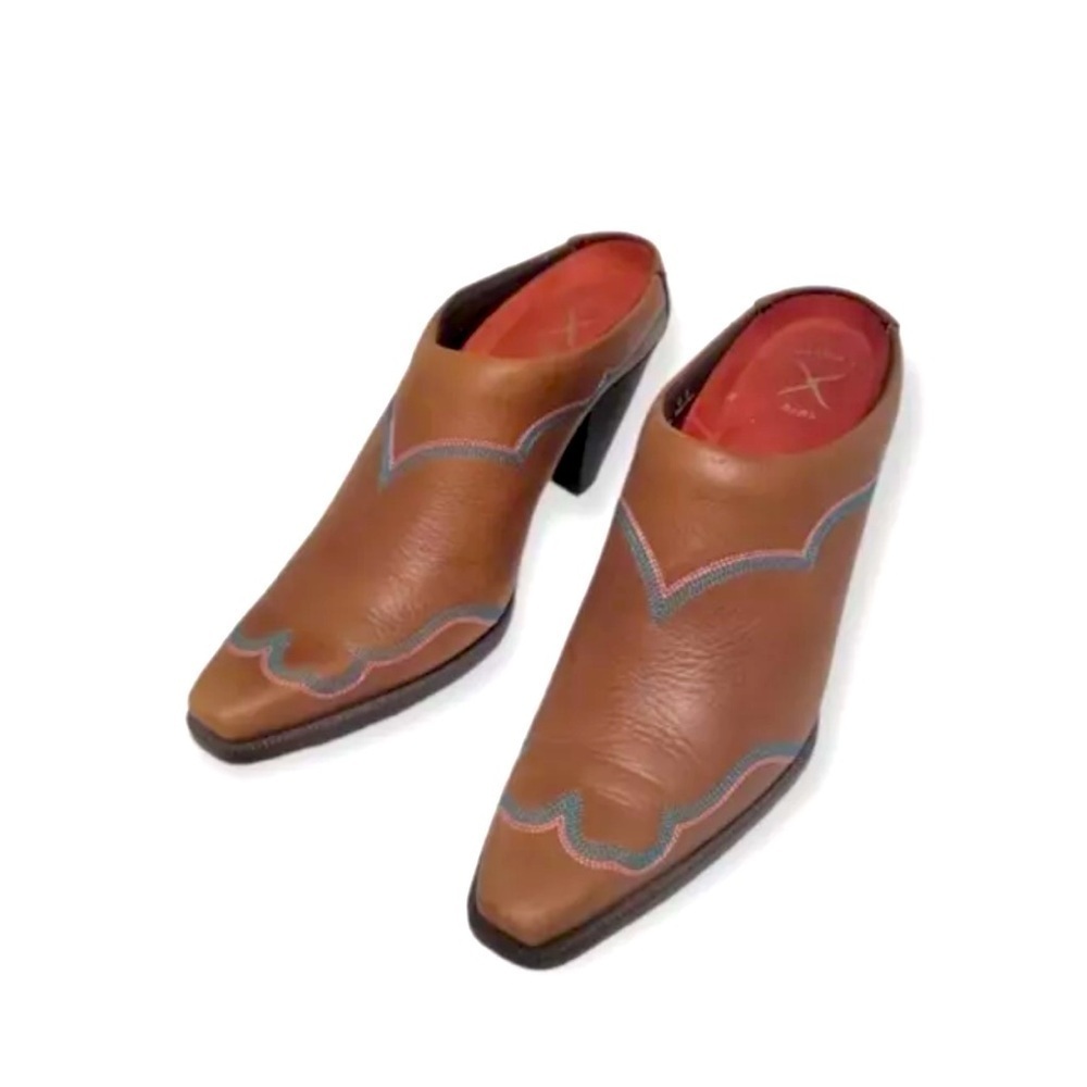 Twisted X Women’s High Heel Mule Western Dark Brown Leather Size 8.5 Slip-On